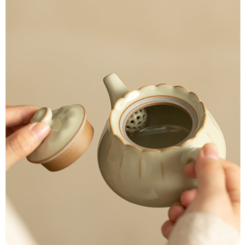 Chinese tea set, hand-cracked ceramic teapot