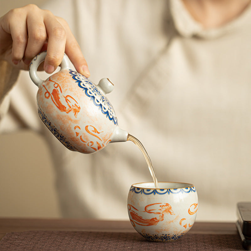 Chinese tea set, Dunhuang Feitian ceramic teapot