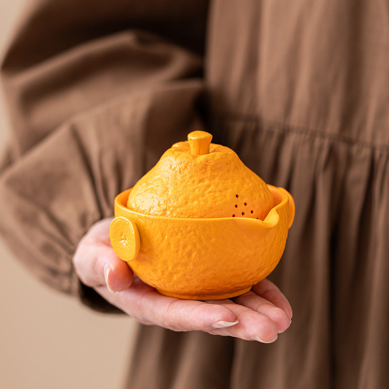 Chinese tea set, handmade, good luck ugly orange hand-clawed pot quick cup