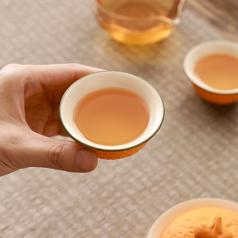 Chinese tea set, handmade, good luck orange teacup