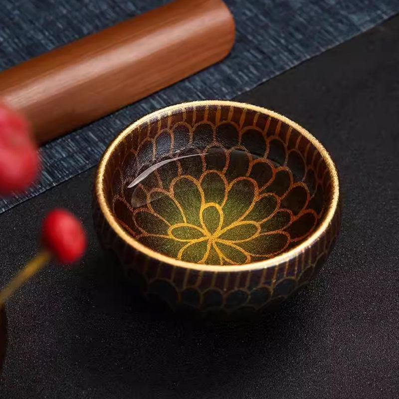 Traditional Chinese teacup, pure handcraft, colorful hand-painted lotus master cup