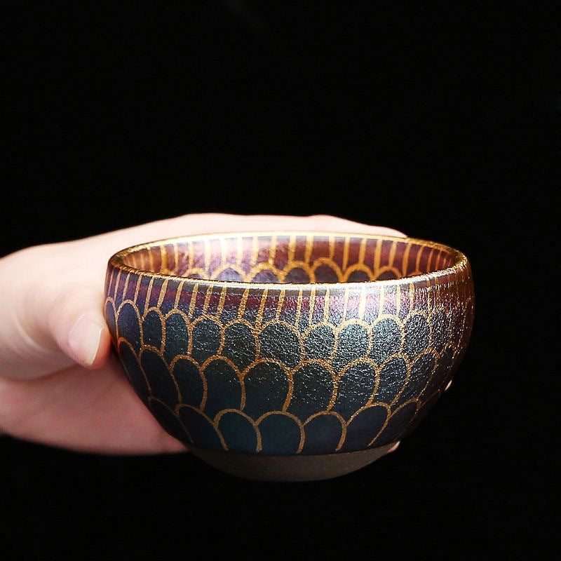 Traditional Chinese teacup, pure handcraft, colorful hand-painted lotus master cup