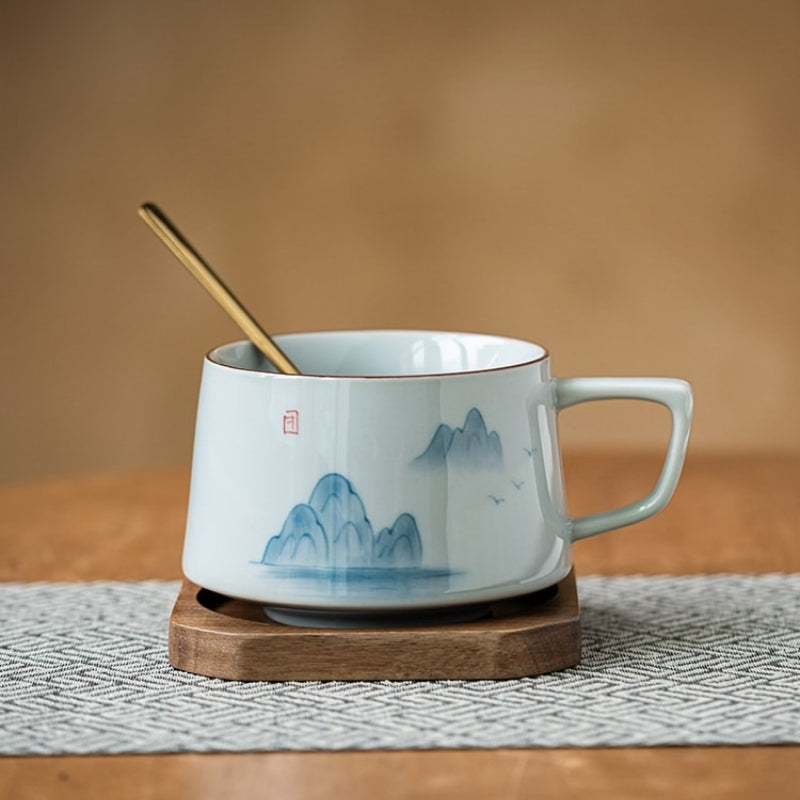 Traditional craftsmanship, hand-painted landscape water cup ceramic coffee cup/mug