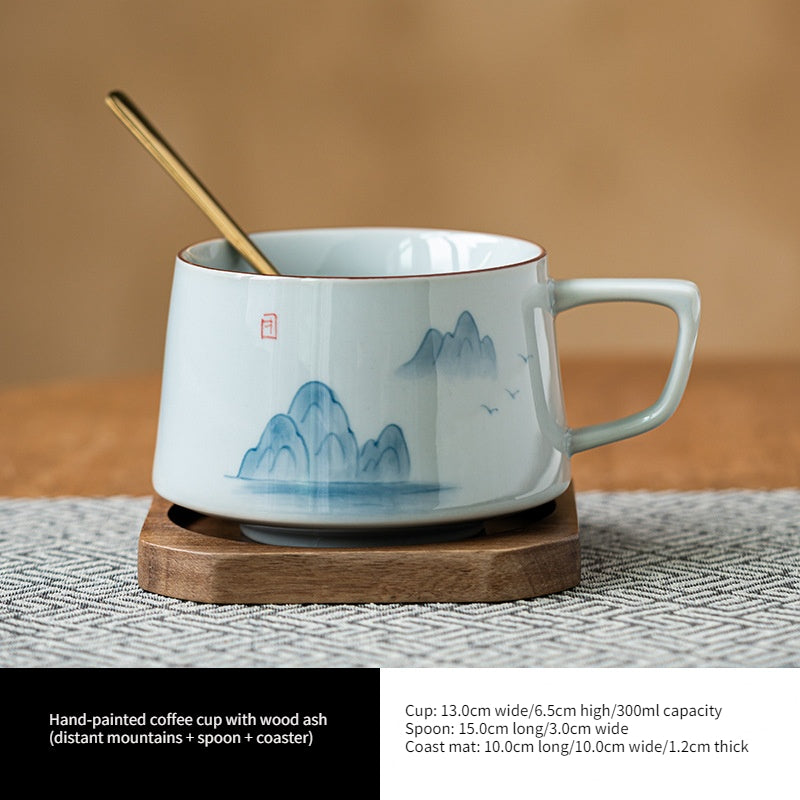 Traditional craftsmanship, hand-painted landscape water cup ceramic coffee cup/mug