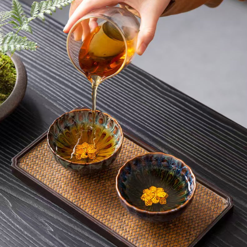 Chinese tea set, Jianzhan, Peacock double teacup set