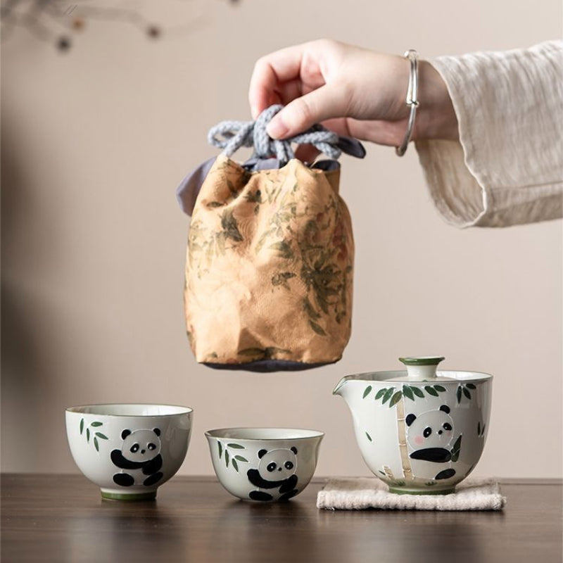 Chinese tea set, hand-painted cute panda tea set