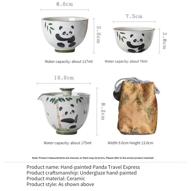 Chinese tea set, hand-painted cute panda tea set