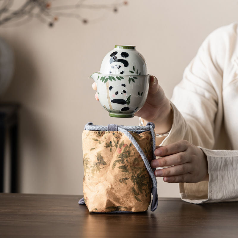 Chinese tea set, hand-painted cute panda tea set