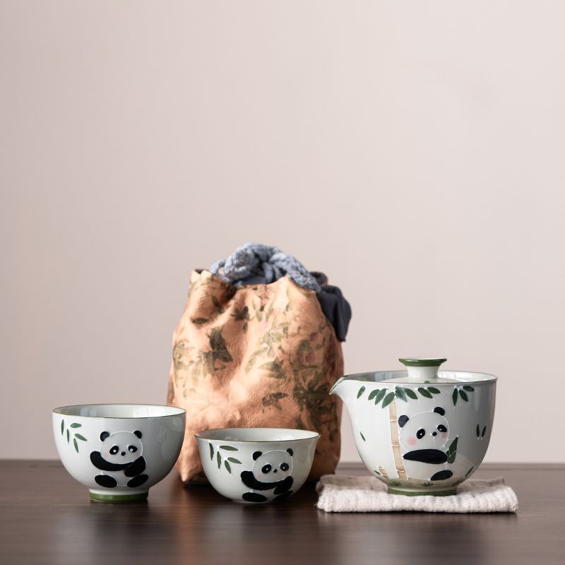 Chinese tea set, hand-painted cute panda tea set