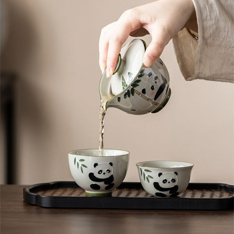 Chinese tea set, hand-painted cute panda tea set