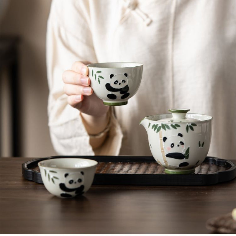 Chinese tea set, hand-painted cute panda tea set