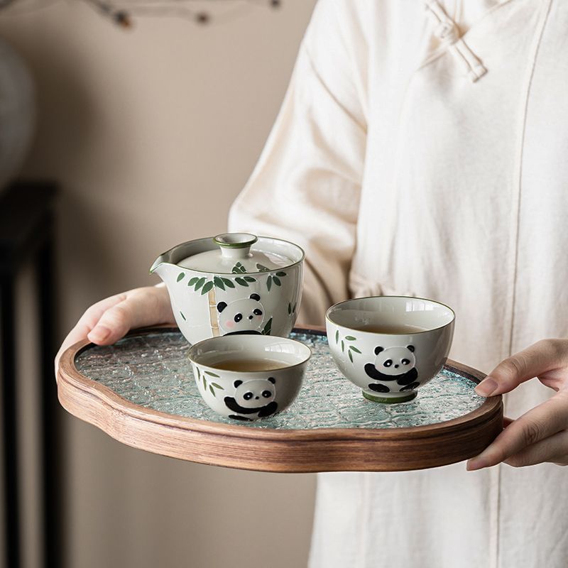 Chinese tea set, hand-painted cute panda tea set