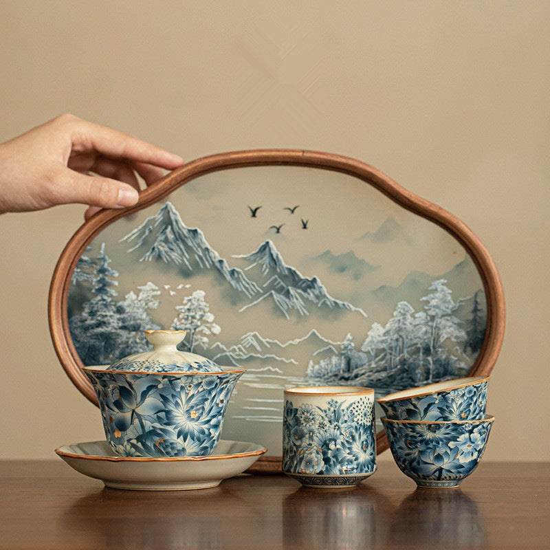 Chinese Tea Set，汝窑金万花茶具套装