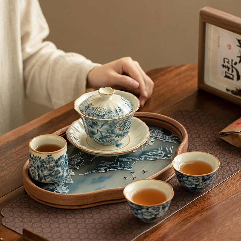 Chinese Tea Set，汝窑金万花茶具套装