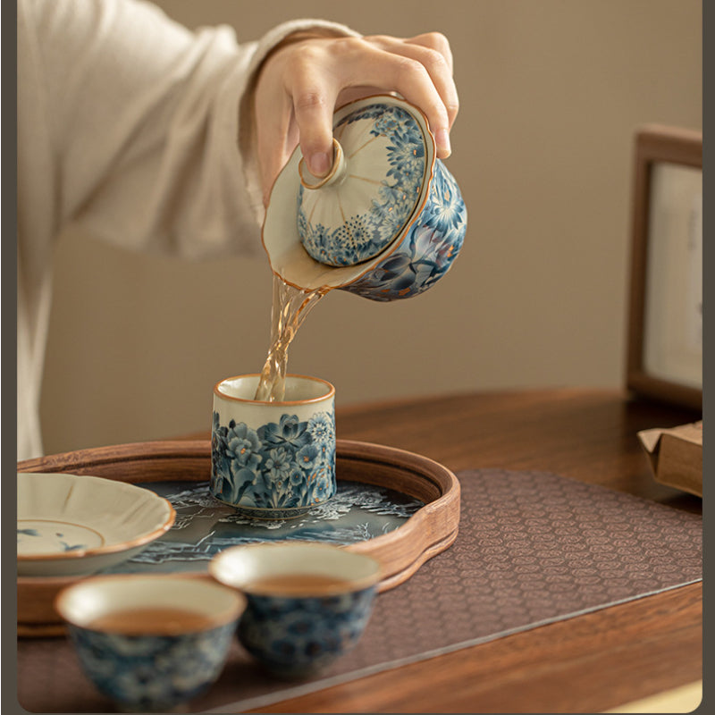 Chinese Tea Set，汝窑金万花茶具套装