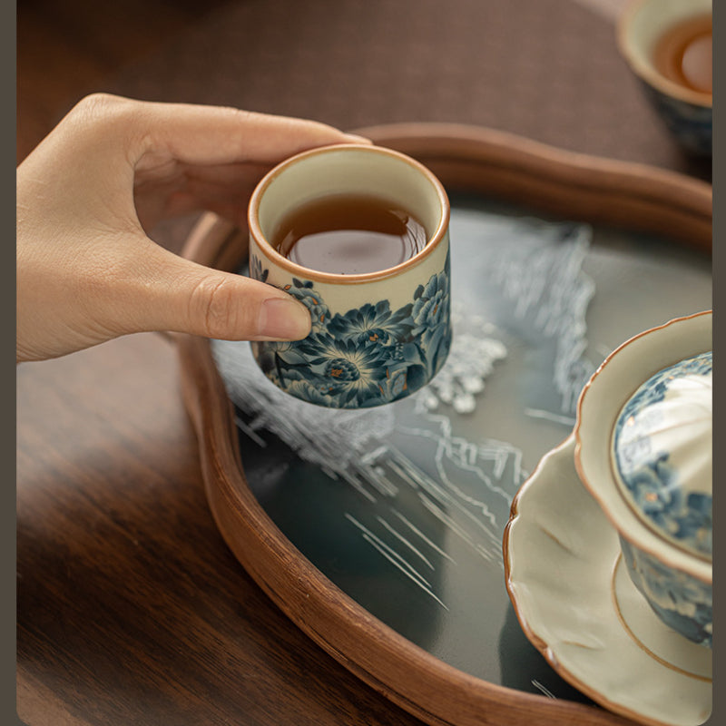 Chinese Tea Set，汝窑金万花茶具套装