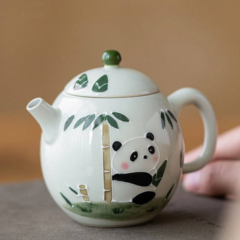 Chinese tea set, handmade, hand painted panda tea set