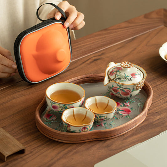 Chinese tea set, traditional craftsmanship, Jiutao Kuake cup tea set