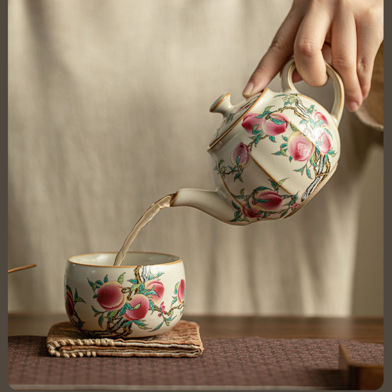 Traditional handicraft-ceramic teapot-Jiutao tea set