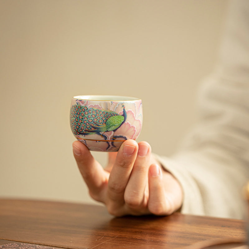 Traditional craft, peacock enamel, tea set