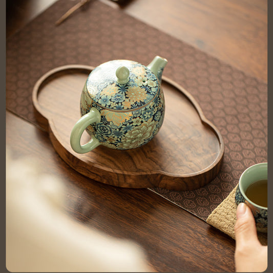 Chinese tea set, gilded flower pattern, tea set